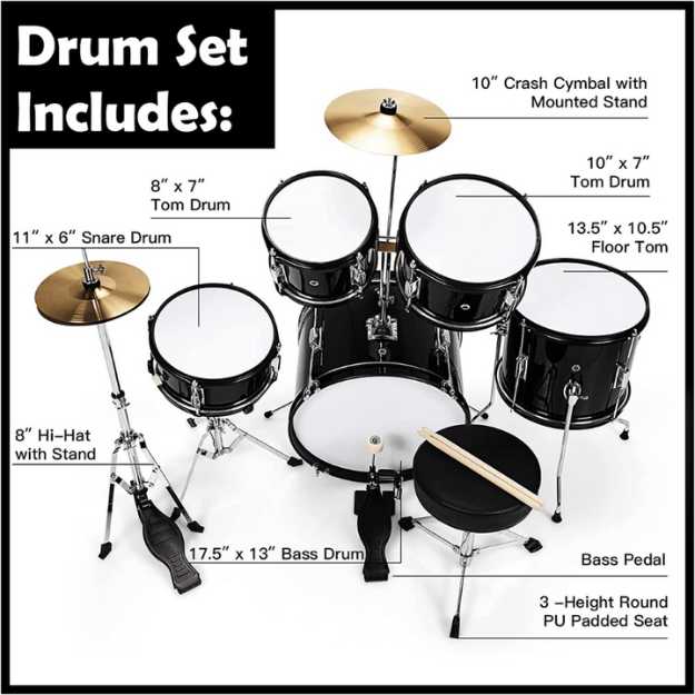 Costzon Full Size Complete Junior Drum Set
