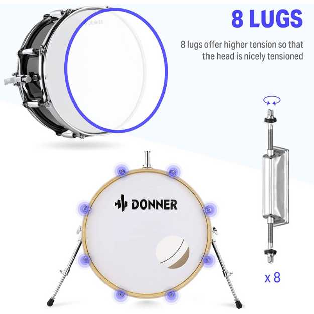 Donner Drum Set 22 inch Full Size Acoustic Drum Kit