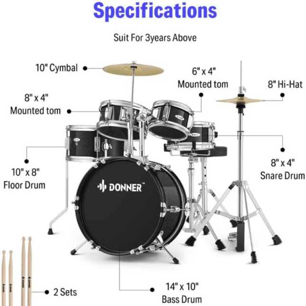 Donner Full Size Complete Junior Drum Set