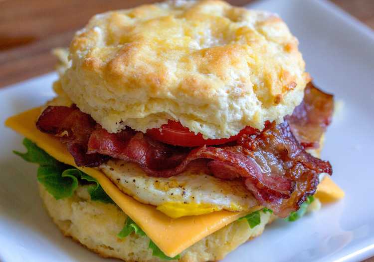 Gourmet breakfast sandwich with bacon!