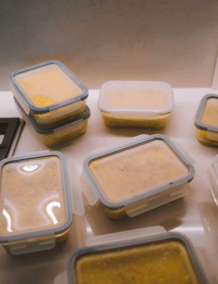 Food storage containers with left over fish dinner!