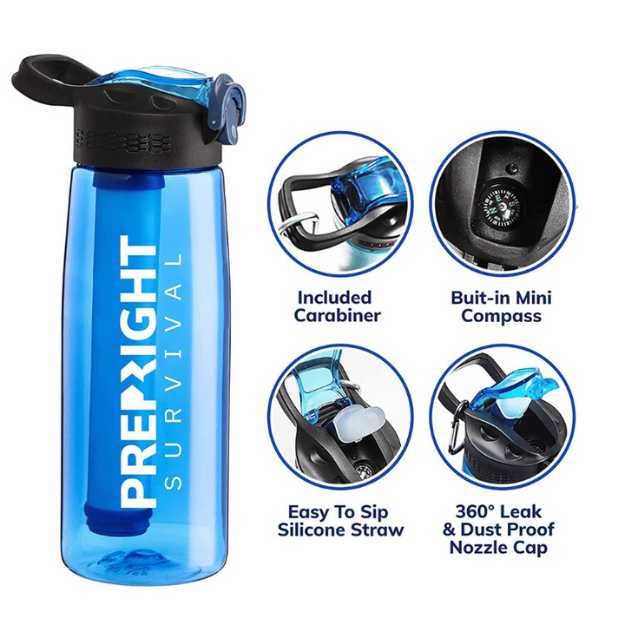 Prep-Right Survival Water Filter Bottle