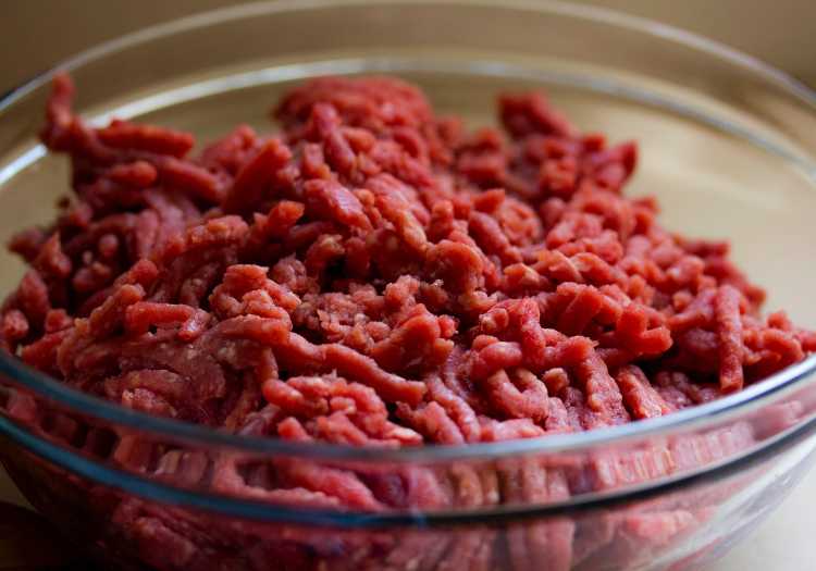 Lean ground beef ready to be made into patties.