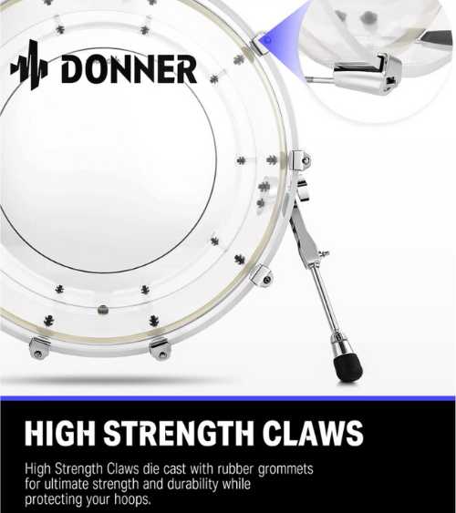 Transparent Acrylic Adult 5-Piece Donner Drum Set