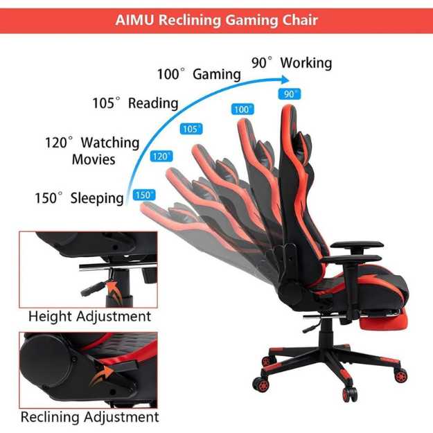 AIMU Reclining Ergonomic Gaming Chair with Footrest