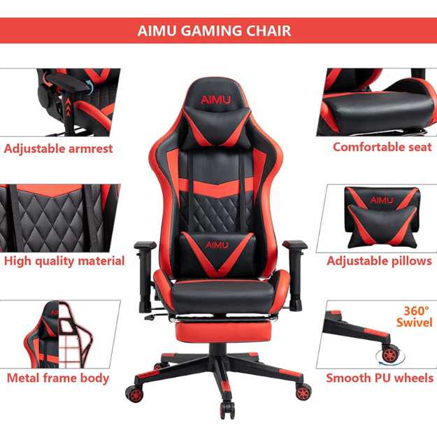 AIMU Reclining Ergonomic Gaming Chair with Footrest