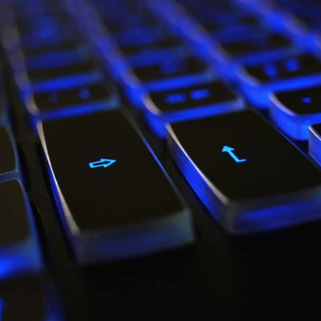 A blue lit keyboard.