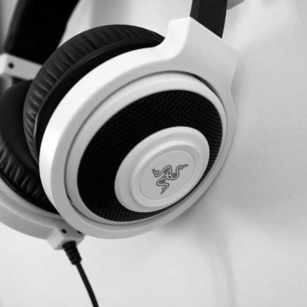 White headphones against an white surface.