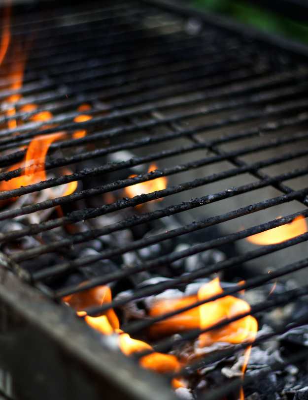 Grill fire with charcoal