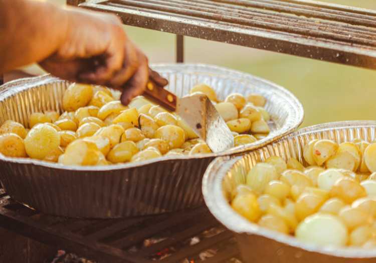Grilling potatoes in a grill pan!