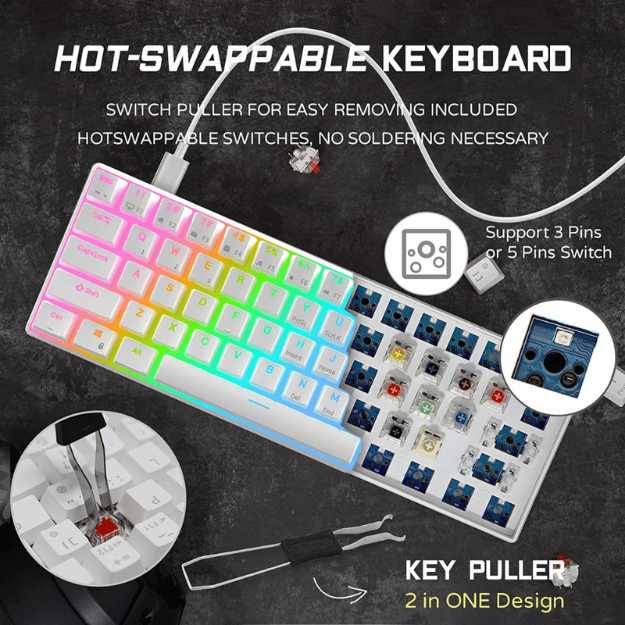 RK ROYAL KLUDGE RK61 Wired 60% Mechanical Gaming Keyboard