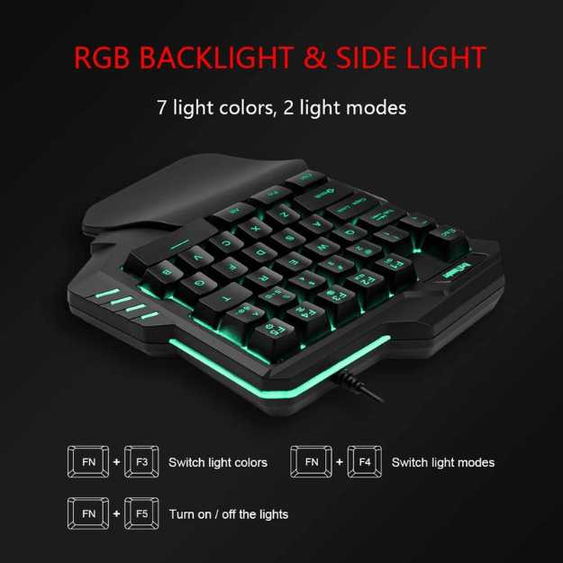RedThunder One-Handed RGB Gaming Keyboard and Mouse Combo