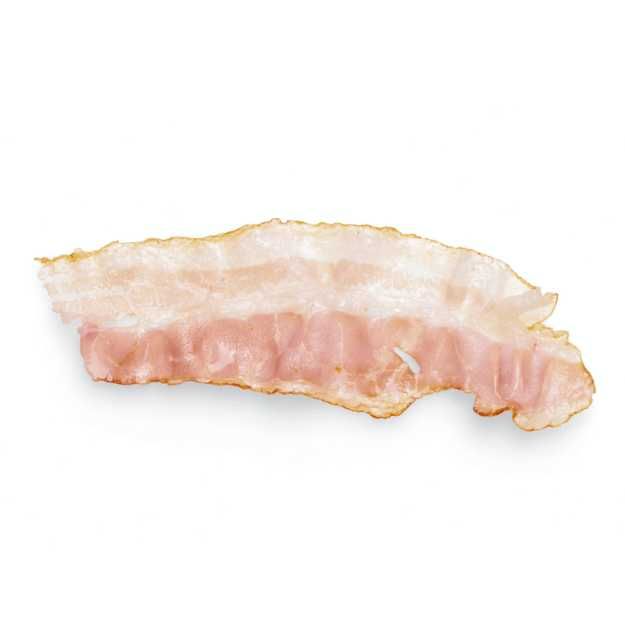 A small piece of uncooked bacon
