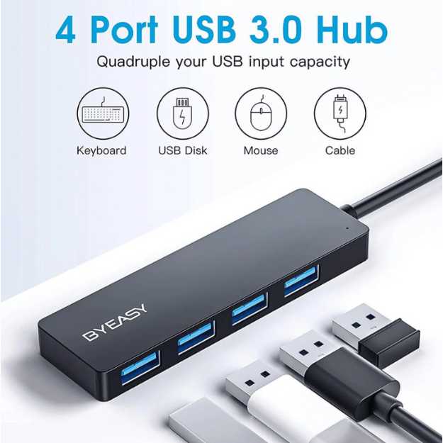 USB Hub, BYEASY 4 Port USB 3.0