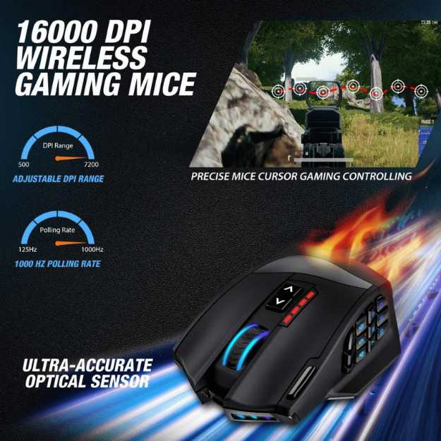 UtechSmart Venus Pro RGB Wireless MMO Gaming Mouse