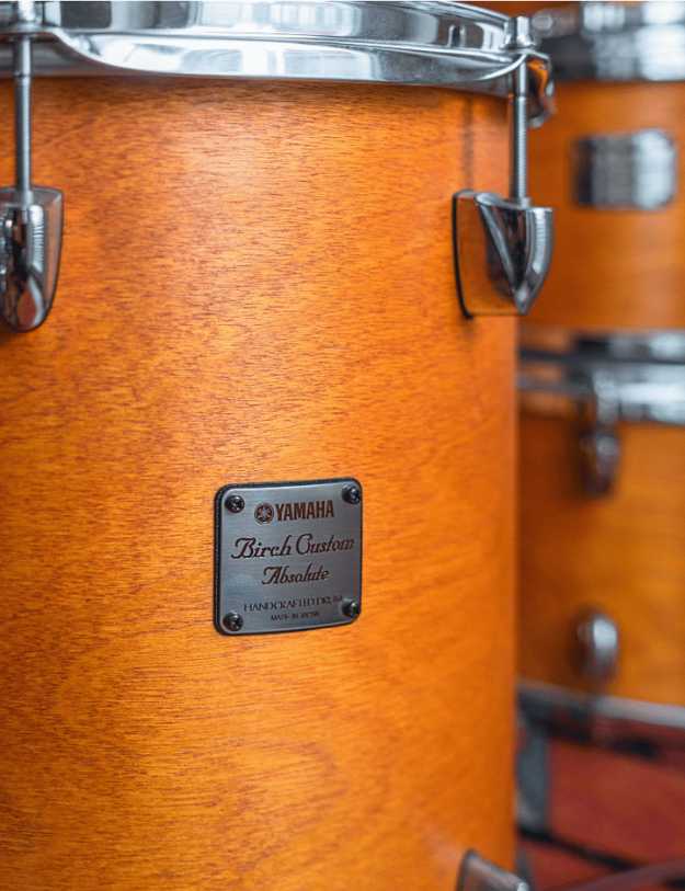Close up of a drum kit.