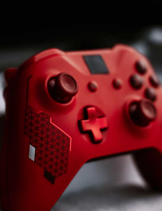 A red controller standing up.