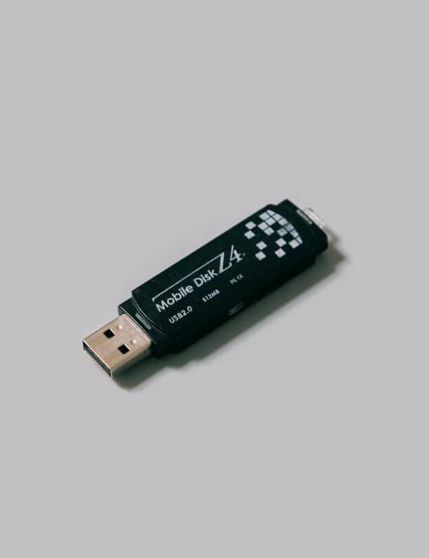 A USB on a white  table.